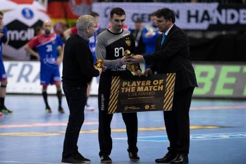 Handball WM France Russia on 17 01 2019 in the Mercedes Benz Arena in Berlin Man Player of the Match Victor KIREEV Russia xMNx