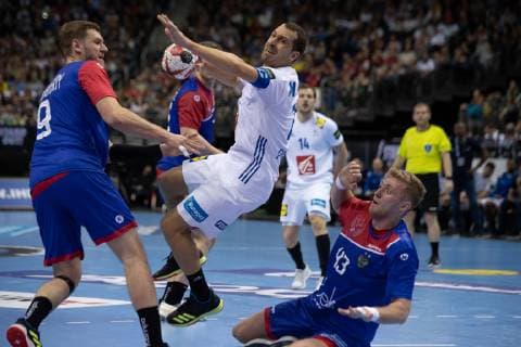 Handball WM France Russia on 17 01 2019 in the Mercedes Benz Arena in Berlin Kentin MAHE France xMNx