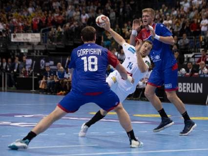 Handball WM France Russia on 17 01 2019 in the Mercedes Benz Arena in Berlin Kentin MAHE France xMNx