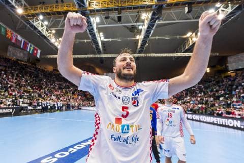 Munich Germany 17 January 2019 World Cup 2019 Men Group B Spain vs Croatia Domagoj Duvnjak Croatia THW Kiel Jubel Freude Freude Muenchen Olympiahalle Bayern Deutschland