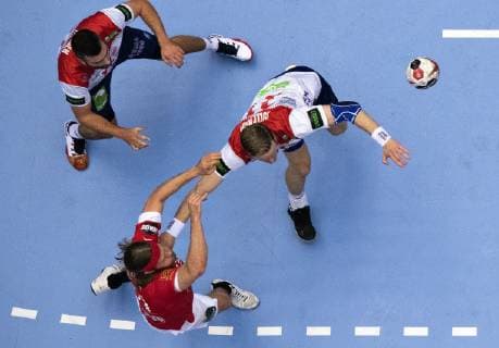 January 17, 2019 - Herning, Denmark - Mikkel Hansen (24), Denmark and Magnus Gullerud (21), Norway during the group C handball match between Denmark and Norway in Jyske Bank Boxen in Herning during the 2019 IHF Handball World Championship WM Weltmeisterschaft in Germany Denmark. Handball 2019: Denmark-Norway - ZUMAm173 20190117_zsp_m173_018 Copyright: xLarsxMoellerx
