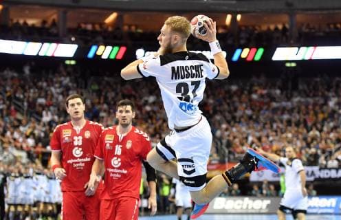 Matthias Musche Germany back litter Mijajlo Marsenic Serbia Drasko Nenadic Serbia Germany Serbia Germany Serbia IHF Handball World Championship 2019 Hanball World Championship 2019 Men Men Men Handball men Handball Germany Germany Preliminary Round Group A group A Berlin 17 1 2019