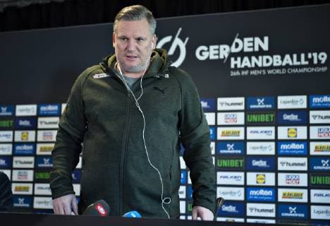 Coach Nikolaj Jacobsen of Denmark is seen arriving at the danish press conference during IHF Handball World Championship in Herning Denmark Friday Jan 18 2019 Herning Jylland,  Copyright: HenningxBagger HenningxBaggerx COP101 spdk20190118-115230-L