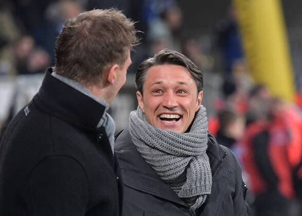 Sport Themen der Woche KW03 Sport Bilder des Tages 18.01.2019, xjhx, Fussball 1.Bundesliga, TSG 1899 Hoffenheim - FC Bayern Muenchen emspor, v.l. Trainer Julian Nagelsmann (1899 Hoffenheim), Niko Kovac (Trainer FC Bayern Muenchen) (DFL DFB REGULATIONS PROHIBIT ANY USE OF PHOTOGRAPHS as IMAGE SEQUENCES and or QUASI-VIDEO) Sinsheim *** 18 01 2019 xjhx Football 1 Bundesliga TSG 1899 Hoffenheim FC Bayern Muenchen emspor v l Trainer Julian Nagelsmann 1899 Hoffenheim Niko Kovac Trainer FC Bayern Muenchen DFL DFB REGULATIONS PROHIBIT ANY USE OF PHOTOGRAPHS as IMAGE SEQUENCES and or QUASI VIDEO Sinsheim