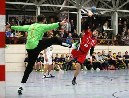 Germany Korntal Handball Rixes SG BBM Bietigheim vs Selestat Alsace Handball right Jonathan Fischer BBM