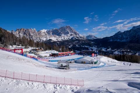 ITA, FIS Weltcup Ski Alpin, Cortina d Ampezzo 18.01.2019, Olympia delle Tofane, Cortina d Ampezzo, ITA, FIS Weltcup Ski Alpin, Abfahrt, Damen, im Bild Übersicht Zielstadion Tofana overview Tofana Stadium during the ladie s Downhill of FIS ski alpine world cup at the Olympia delle Tofane in Cortina d Ampezzo, Italy on 2019 01 18. Cortina d Ampezzo Italien *** ITA FIS World Cup Ski Alpin Cortina d Ampezzo 18 01 2019 Olympia delle Tofane Cortina d Ampezzo ITA FIS World Cup Ski Alpin Downhill Womens ITA FIS World Cup Ski Alpin Downhill Womens ITA Overview Finish Stadium Tofana overview Tofana Stadium during the ladie s Downhill of FIS ski alpine world cup at the Olympia delle Tofane in Cortina d Ampezzo Italy on 2019 01 18 Cortina d Ampezzo Italy on 2019 Kein Release verfügbar