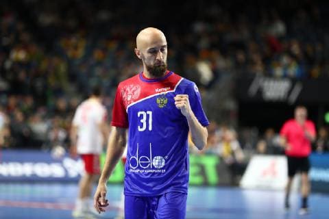 Timur Dibirov Russia cheers Russia vs Macedonia IHF Men Handball World Championship 19 01 2019 Photographer Neis Eibner Russia vs Macedonia IHF Men Handball World Championship 19 01 2019 Cologne Copyright: xEIBNER AlexanderxNeisx EP_ANS