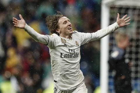Sport Bilder des Tages 19th January 2019, Santiago Bernabeu, Madrid, Spain; La Liga football, Real Madrid versus Sevilla; Luka Modric (Real Madrid) celebrates his goal which made it 2-0  ActionPlus12097398 ShotxforxPress