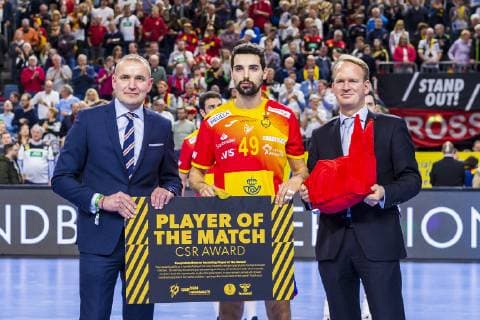 Cologne Germany 19 January 2019 World Cup 2019 Men Main Round France vs Spain Player of the Match Ferran Sole Spain Cologne Lanxess Arena Nordrhein Westfalen Germany