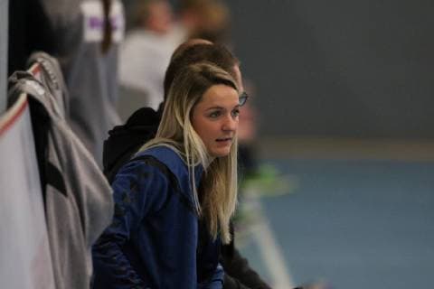 Franziska Mueller HSG Blomberg Lippe 5 must watch the game injured by the bank HSG Blomberg Lippe vs TSV Bayer 04 Leverkusen Handball 1 Women Bundesliga 19 01 2019 HSG Blomberg Lippe vs TSV Bayer 04 Leverkusen Handball 1 Bundesliga Women 19 01 2019 Blomberg Copyright: xEIBNER JanxStrohdiekx EP_JSK