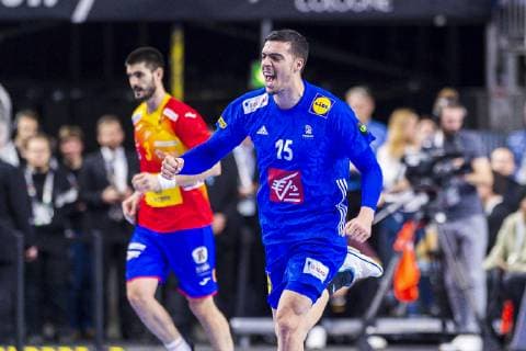 Cologne Germany 19 January 2019 World Cup 2019 Men Main Round France vs Spain Mathieu Grebille France Jubel Joy Emotion Jubilee Scorers Scorers Cologne Lanxess Arena Nordrhein Westfalen Germany