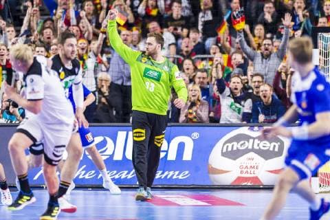 Cologne Germany 19 January 2019 World Cup 2019 Men Main Round Germany vs Iceland Torhueter Andreas Wolff Germany THW Kiel Jubel Freude Emotion Cologne Lanxess Arena Nordrhein Westfalen Germany