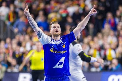 Cologne Germany 19 January 2019 World Cup 2019 Men Main Round Germany vs Iceland Arnor Gunnarsson Island Jubel Joy Emotion Jubilee Scorer Scorer Cologne Lanxess Arena Nordrhein Westfalen Germany