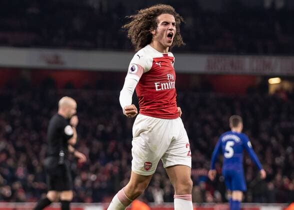 Football - 2018 2019 Premier League - Arsenal vs. Chelsea Matteo Guendouzi (Arsenal FC) celebrates at the end of the game at The Emirates. COLORSPORT DANIEL BEARHAM  csp_ars_che_190119_