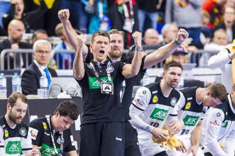 Cologne Germany 19 January 2019 World Cup 2019 Men Main Round Germany vs. Iceland Coach Christian Prokop Germany Oliver Roggisch Jubel Freude Emotion Köln Lanxess Arena Nordrhein Westfalen Germany