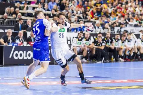 Cologne Germany 19 January 2019 World Cup 2019 Men Main Round Germany vs Iceland zk Elvar Orn Jonsson Island and Kai Häfner Haefner Germany TSV Hannover Cologne Lanxess Arena Nordrhein Westfalen Germany