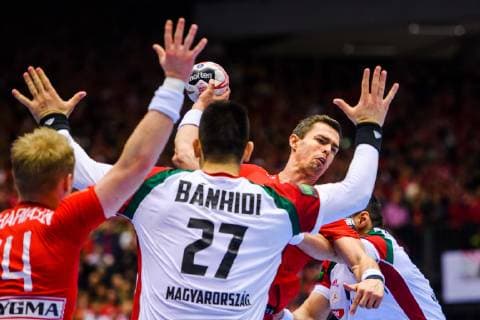 190119 Rasmus Lauge of Denmark during the IHF World Handball Championship match between Denmark and Hungary on January 19 2019 in Herning Photo Petter Arvidson BILDBYR u0081N kod PA 92205,  Copyright: PETTERxARVIDSON BB190119PA148