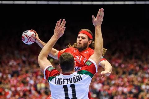 190119 Mikkel Hansen of Denmark during the IHF World Handball Championship match between Denmark and Hungary on January 19 2019 in Herning Photo Petter Arvidson BILDBYR u0081N kod PA 92205,  Copyright: PETTERxARVIDSON BB190119PA152