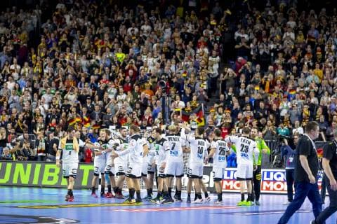 Germany Handball after victory Germany vs. Iceland Main Round Handball IHF Handball World Championship 19 01 19 Cologne North Rhine-Westphalia Germany Lanxess Arena Copyright: xAgentur54Gradx xFelixxKoenigx