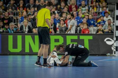 Cologne Germany 19 01 2019 IHF Handball WM 2019 Main Round Germany Iceland Fabian Wiede GER injured DeFodi520
