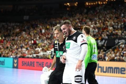 Jannik Kohlbacher Germany injured himself Germany vs Iceland IHF Men Handball World Championship 19 01 2019 Photographer Neis Eibner Germany vs Iceland IHF Women Handball World Championship 19 01 2019 Cologne Copyright: xEIBNER AlexanderxNeisx EP_ANS