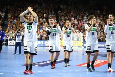 Martin Strobel Germany Jannik Kohlbacher Germany Kai Haefner Germany Fabian Boehm Germany Hendrik Pekeler Germany cheer Germany vs Iceland IHF Men Handball World Championship 19 01 2019 Photographer Neis Eibner Germany vs Iceland IHF Men Handball World Championship 19 01 2019 Cologne Copyright: xEIBNER AlexanderxNeisx EP_ANS
