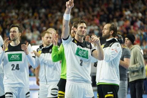 GER IHF WM 2019 Germany GER vs Iceland ISL 19 01 2019 Lanxess Arena Cologne GER IHF WM 2019 Germany GER vs Iceland ISL picture shows Uwe Gensheimer GER 3 is happy about the victory nordphotox xMeuter nph00351