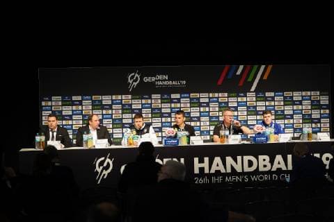 GER IHF WM 2019 Germany GER vs Iceland ISL 19 01 2019 Lanxess Arena Cologne GER IHF WM 2019 Germany GER vs Iceland ISL in picture picture shows press conference PK after the game nordphotox xMeuter nph00351