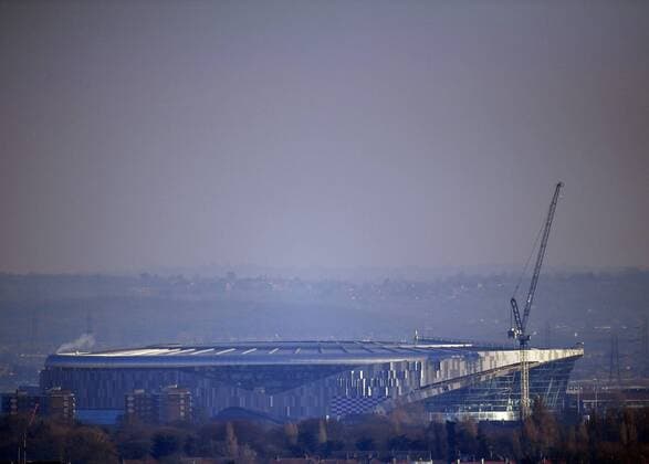 21st January 2019, Tottenham, London, UK. The new Tottenham Hotspur Premier league stadium, nearing completion after many building delays, Seen from Alexandra Palace skyline  ActionPlus12097641 SimonxWest