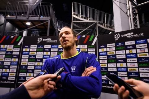 190120 Kim Ekdahl du Rietz of Sweden in the mixed zone during the IHF World Handball Championship on January 20 2019 in Herning Photo Petter Arvidson BILDBYR u0081N kod PA 92206,  Copyright: PETTERxARVIDSON BB190120PA022