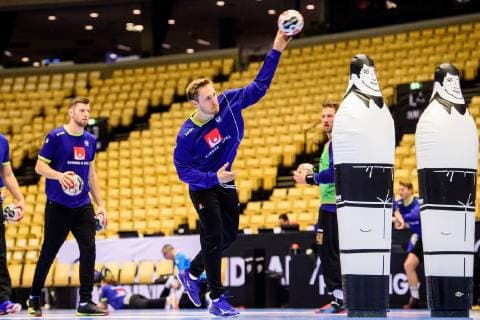 190120 Albin Lagergren of Sweden during a training session during the IHF World Handball Championship on January 20 2019 in Herning Photo Petter Arvidson BILDBYR u0081N kod PA 92206,  Copyright: PETTERxARVIDSON BB190120PA050