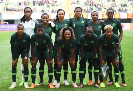 (190120) -- WUHUA, Jan. 20, 2019 (Xinhua) -- Players of Nigeria pose ahead of the match between Romania and Nigeria at the CFA Team China International Women s Football Tournament Meizhou Wuhua 2019 in Wuhua, south China s Guangdong Province, Jan. 20, 2019. (Xinhua Deng Hua) (SP)CHINA-WUHUA-FOOTBALL-WOMEN-ROMANIA VS NIGERIA 