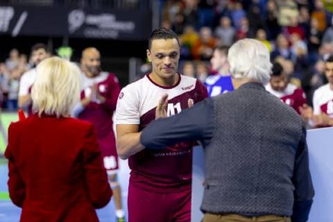 Youssef Ali No 41 Qatar elected Player of the Match PotM Russia vs. Qatar Presidents Cup Final Handball IHF Handball World Championship 20 01 19 Cologne North Rhine-Westphalia Germany Lanxess Arena Copyright: xAgentur54Gradx xFelixxKoenigx