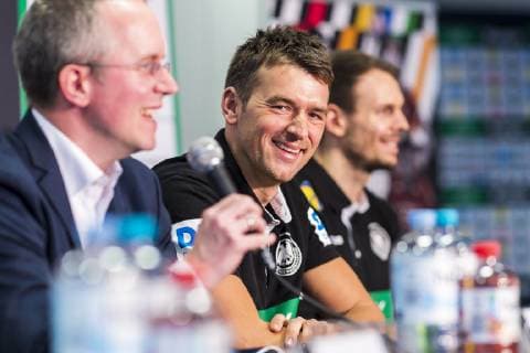 Cologne Germany 20 January 2019 World Cup 2019 Men Mediaday Germany Coach Christian Prokop Germany laughing smiling smiling good mood grinning grinning Cologne AOK North Rhine-Westphalia Germany