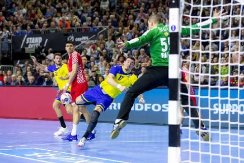 Alexandro Pozzer No 17 Brazil vs Marin Sego No 55 Croatia Brazil vs Croatia Main Round Handball IHF Handball World Championship 20 01 19 Cologne North Rhine-Westphalia Germany Lanxess Arena Copyright: xAgentur54Gradx xFelixxKoenigx