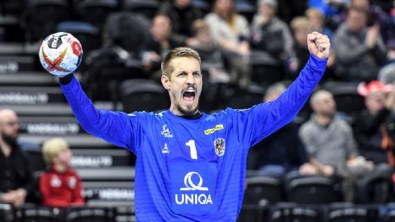 HANDBALL - IHF WC, AUT vs BRN COPENHAGEN,DENMARK,20.JAN.19 - HANDBALL - IHF Men s World Championships, international match Länderspiel Austria vs Bahrain. Image shows the rejoicing of Thomas Bauer (AUT). GEPAxpictures xOliverxLerch