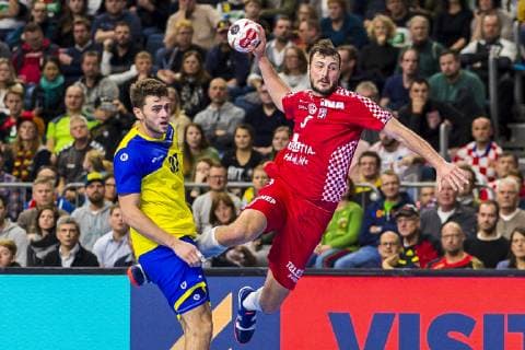 Cologne Germany 20 January 2019 World Cup 2019 Men Main Round Brazil vs. Croatia v li Haniel Langaro Brazil Domagoj Duvnjak Croatia THW Kiel Cologne Lanxess Arena Nordrhein Westfalen Germany