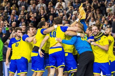 Cologne Germany 20 January 2019 World Cup 2019 Men Main Round Brazil vs Croatia Team of Brazil Final Cheers Final Cheers Emotion Joy Cologne Lanxess Arena Nordrhein Westfalen Germany