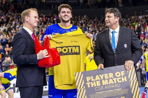 Cologne Germany 20 January 2019 World Cup 2019 Men Main Round Brazil vs Croatia Player of the Match Haniel Langaro Brazil Cologne Lanxess Arena Nordrhein Westfalen Germany
