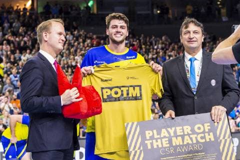 Cologne Germany 20 January 2019 World Cup 2019 Men Main Round Brazil vs Croatia Player of the Match Haniel Langaro Brazil Cologne Lanxess Arena Nordrhein Westfalen Germany