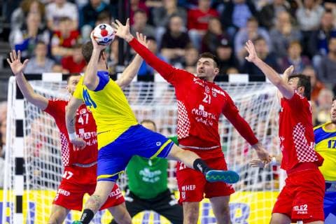 Raul Nantes No 49 Brazil vs Jakov Vrankovic No 47 Croatia Alen Blazevic No 21 Croatia and Domagoj Duvnjak No 5 Croatia Brazil vs Croatia Main Round Handball IHF Handball World Championship 20 01 19 Cologne North Rhine-Westphalia Germany Lanxess Arena Copyright: xAgentur54Gradx xFelixxKoenigx