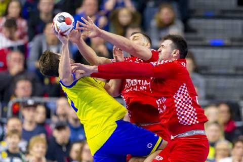 Haniel Langaro No 37 Brazil vs. Alen Blazevic No 21 Croatia and Jakov Vrankovic No 47 Croatia Brazil vs. Croatia Main Round Handball IHF Handball World Championship 20 01 19 Cologne North Rhine-Westphalia Germany Lanxess Arena Copyright: xAgentur54Gradx xFelixxKoenigx