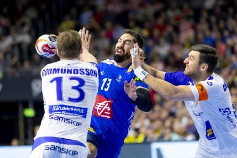 Nikola Karabatic No 13 France vs Olafur Andres Gudmundsson No 13 Iceland and Olafur Gustafsson No 23 Iceland vs France Main Round Handball IHF Handball World Championship 20 01 19 Cologne North Rhine-Westphalia Germany Lanxess Arena Copyright: xAgentur54Gradx xFelixxKoenigx