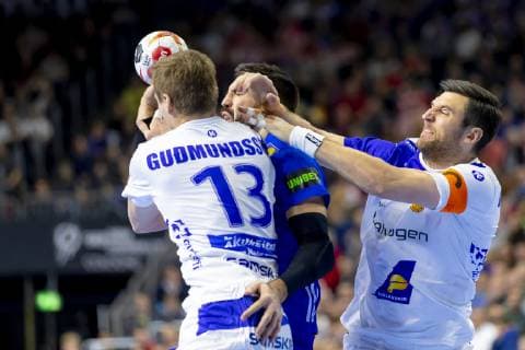Nikola Karabatic No 13 France vs Olafur Andres Gudmundsson No 13 Iceland and Olafur Gustafsson No 23 Iceland vs France Main Round Handball IHF Handball World Championship 20 01 19 Cologne North Rhine-Westphalia Germany Lanxess Arena Copyright: xAgentur54Gradx xFelixxKoenigx
