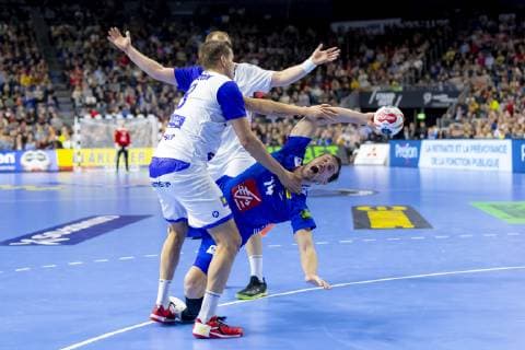 Kentin Mahe No 14 France vs Bjarki Mar Elisson No 8 Iceland and Anar Freyr Arnarsson No 21 Iceland vs France Main Round Handball IHF Handball World Championship 20 01 19 Cologne Nordrhein Westfalen Germany Lanxess Arena Copyright: xAgentur54Gradx xFelixxKoenigx