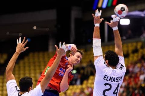 190120 Sander Sagosen of Norway during the IHF World Handball Championship match between Norway and Egypt on January 20 2019 in Herning Photo Petter Arvidson BILDBYRAN kod PA 92208,  Copyright: PETTERxARVIDSON BB190120PA108