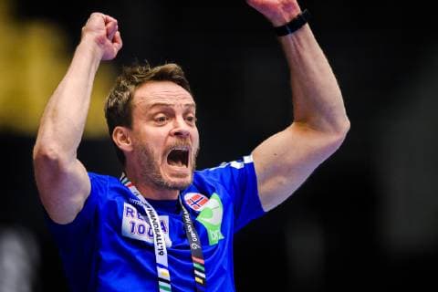 190120 Christian Berge head coach of Norway celebrates during the IHF World Handball Championship match between Norway and Egypt on January 20 2019 in Herning Photo Petter Arvidson BILDBYR u0081N kod PA 92208,  Copyright: PETTERxARVIDSON BB190120PA121