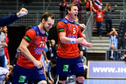 190120 Sander Sagosen of Norway celebrates after the IHF World Handball Championship match between Norway and Egypt on January 20 2019 in Herning Photo Petter Arvidson BILDBYR u0081N kod PA 92208,  Copyright: PETTERxARVIDSON BB190120PA136