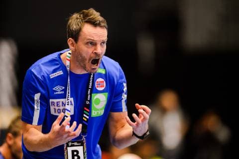 190120 Christian Berge head coach of Norway celebrates during the IHF World Handball Championship match between Norway and Egypt on January 20 2019 in Herning Photo Petter Arvidson BILDBYR u0081N kod PA 92208,  Copyright: PETTERxARVIDSON BB190120PA139