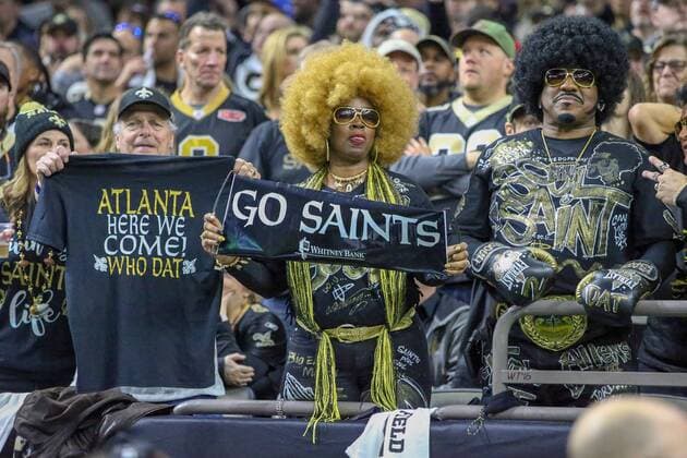 Sport Themen der Woche KW03 Sport Bilder des Tages NEW ORLEANS, LA - JANUARY 20: New Orleans Saints fans during the NFC Championship Football game between the Los Angeles Rams and the New Orleans Saints on January 20, 2019 at the Mercedes-Benz Superdome in New Orleans, LA. (Photo by Jordon Kelly Icon Sportswire) NFL American Football Herren USA JAN 20 NFC Championship Game - Rams at Saints Icon190120252 EDITORIAL USE ONLY
